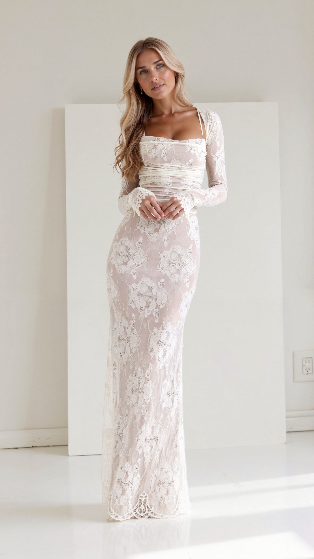 Damska Koronkowa Elegancka Sukienka | Maxi