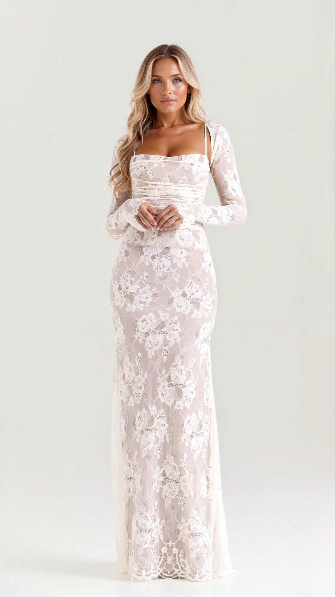 Damska Koronkowa Elegancka Sukienka | Maxi