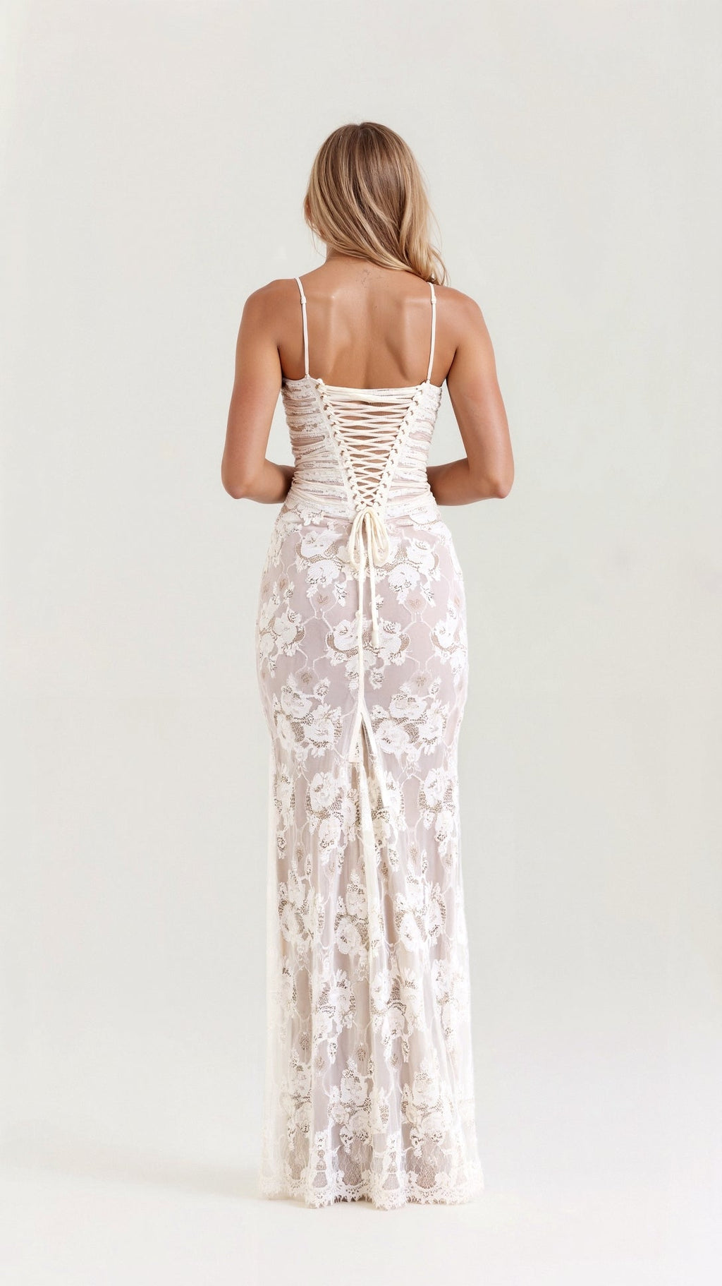 Damska Koronkowa Elegancka Sukienka | Maxi
