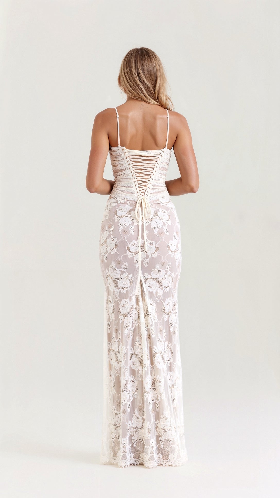 Damska Koronkowa Elegancka Sukienka | Maxi