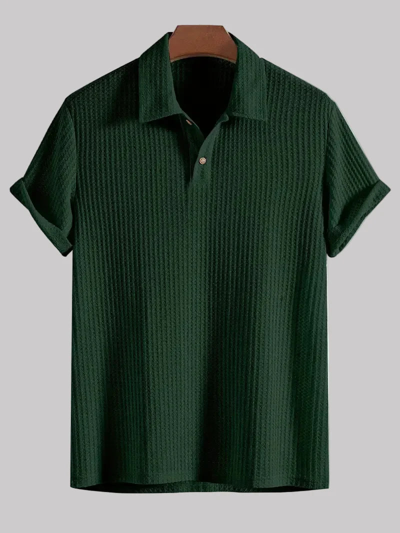 Męska koszulka polo casual zapinana na guziki na lato