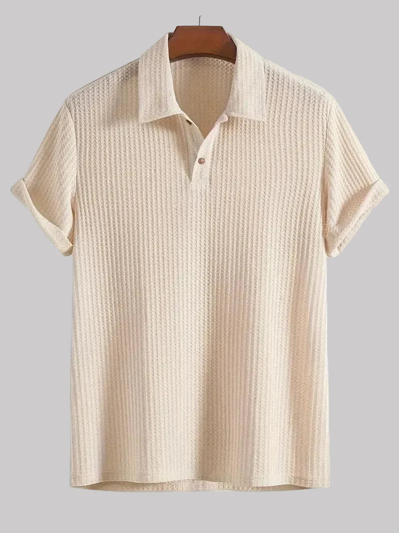 Męska koszulka polo casual zapinana na guziki na lato