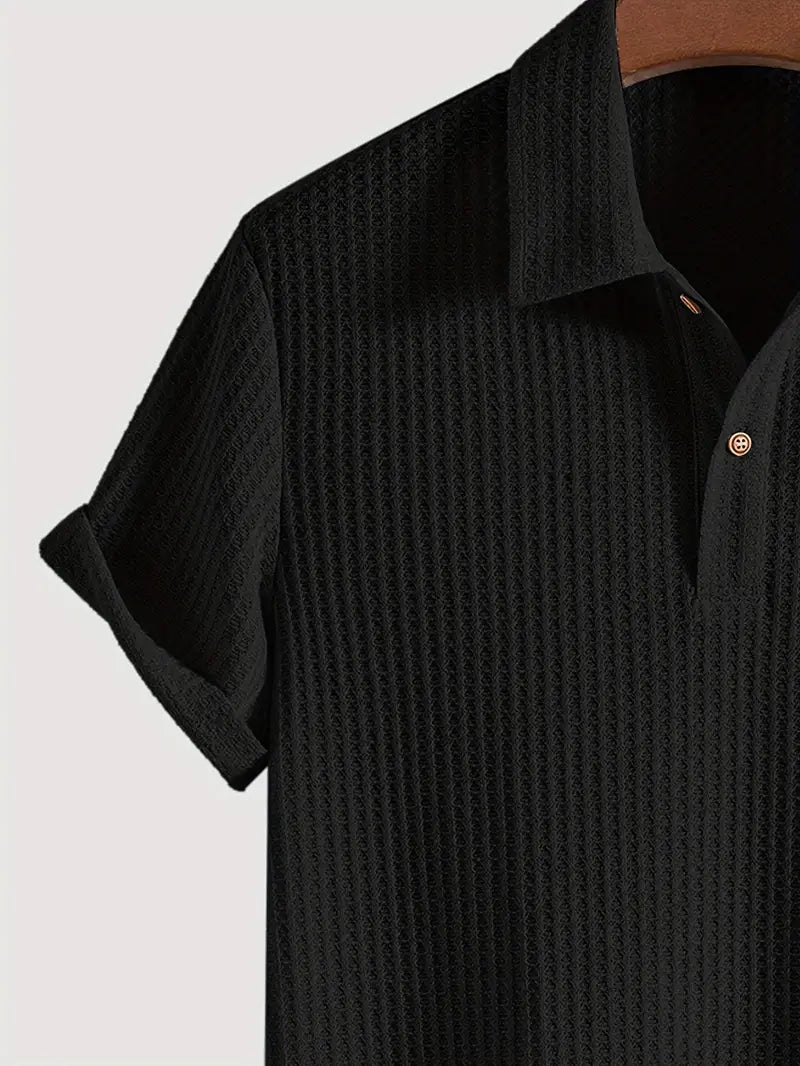 Męska koszulka polo casual zapinana na guziki na lato