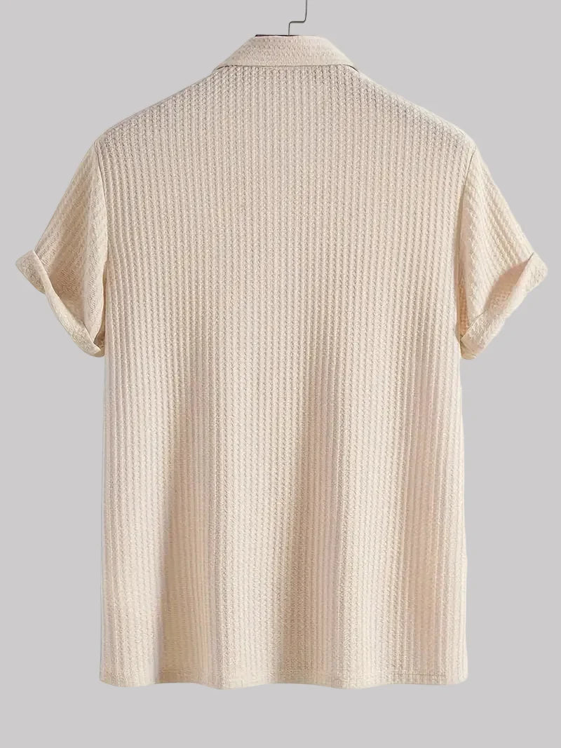 Męska koszulka polo casual zapinana na guziki na lato